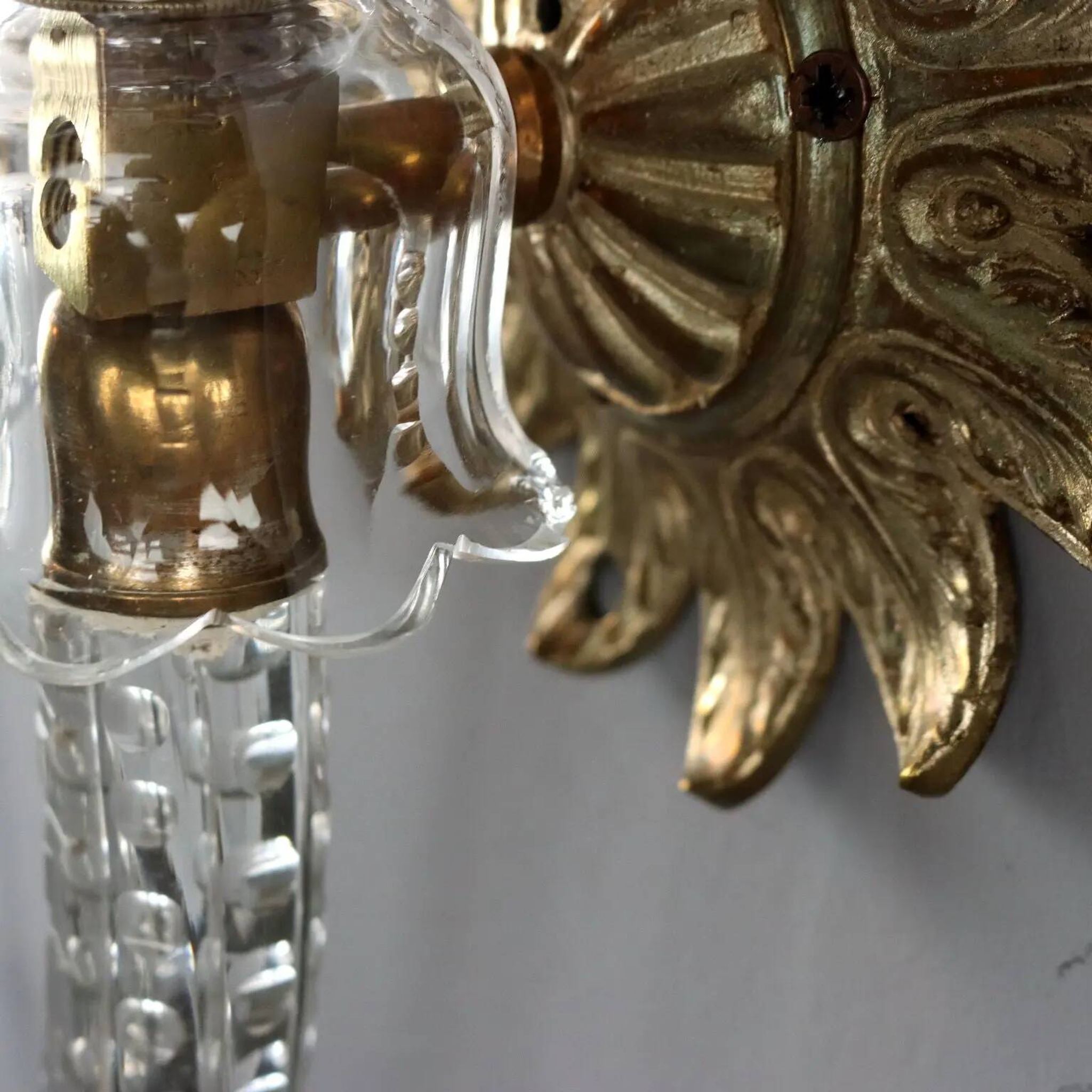 Antique wall sconces in crystal glass, Italy, 20th century