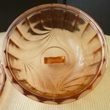 Pink moulded pressed glass cheese bell