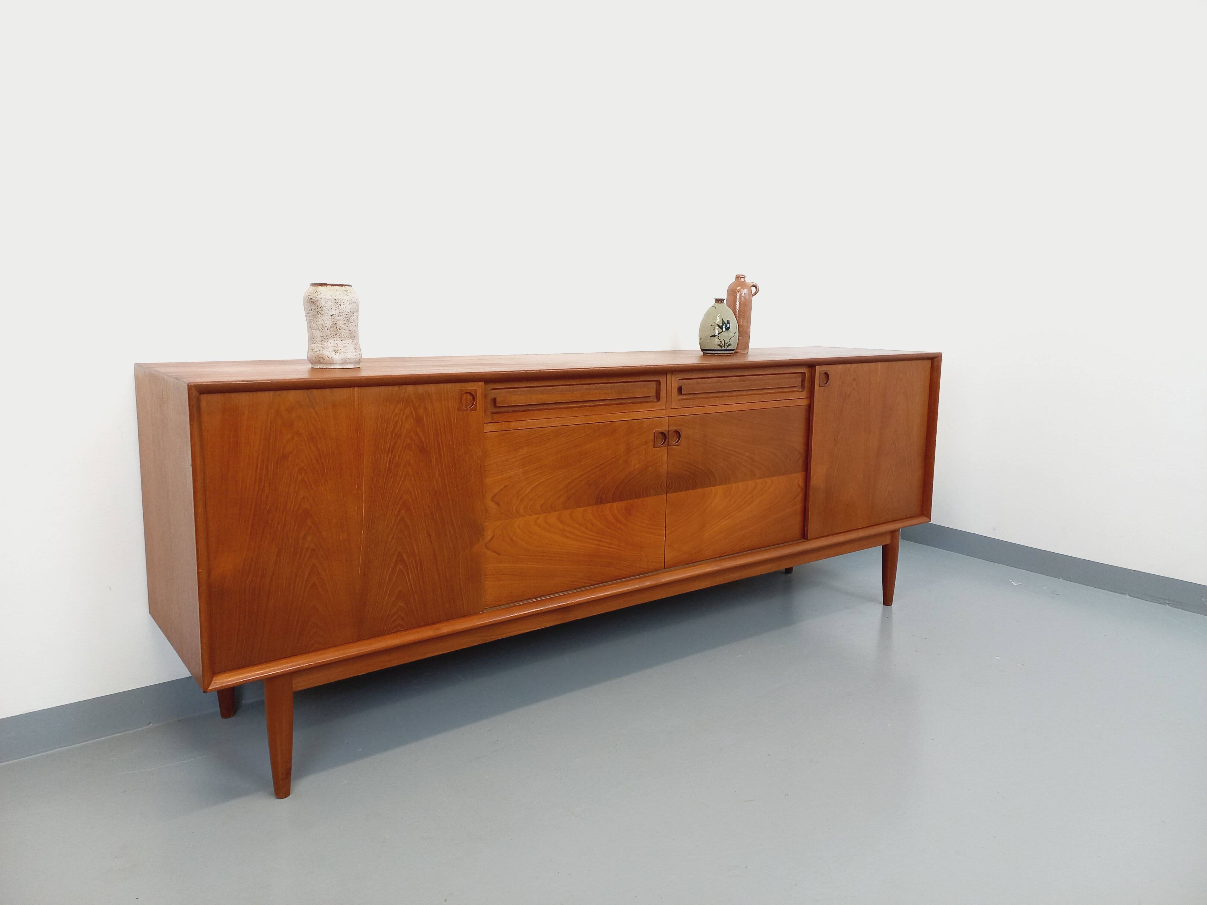 Vintage Scandinavian teak sideboard from the 60s by designer Edvard Valentinsen for Samcom