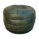 Pouf en patchwork de cuir vert, années 70