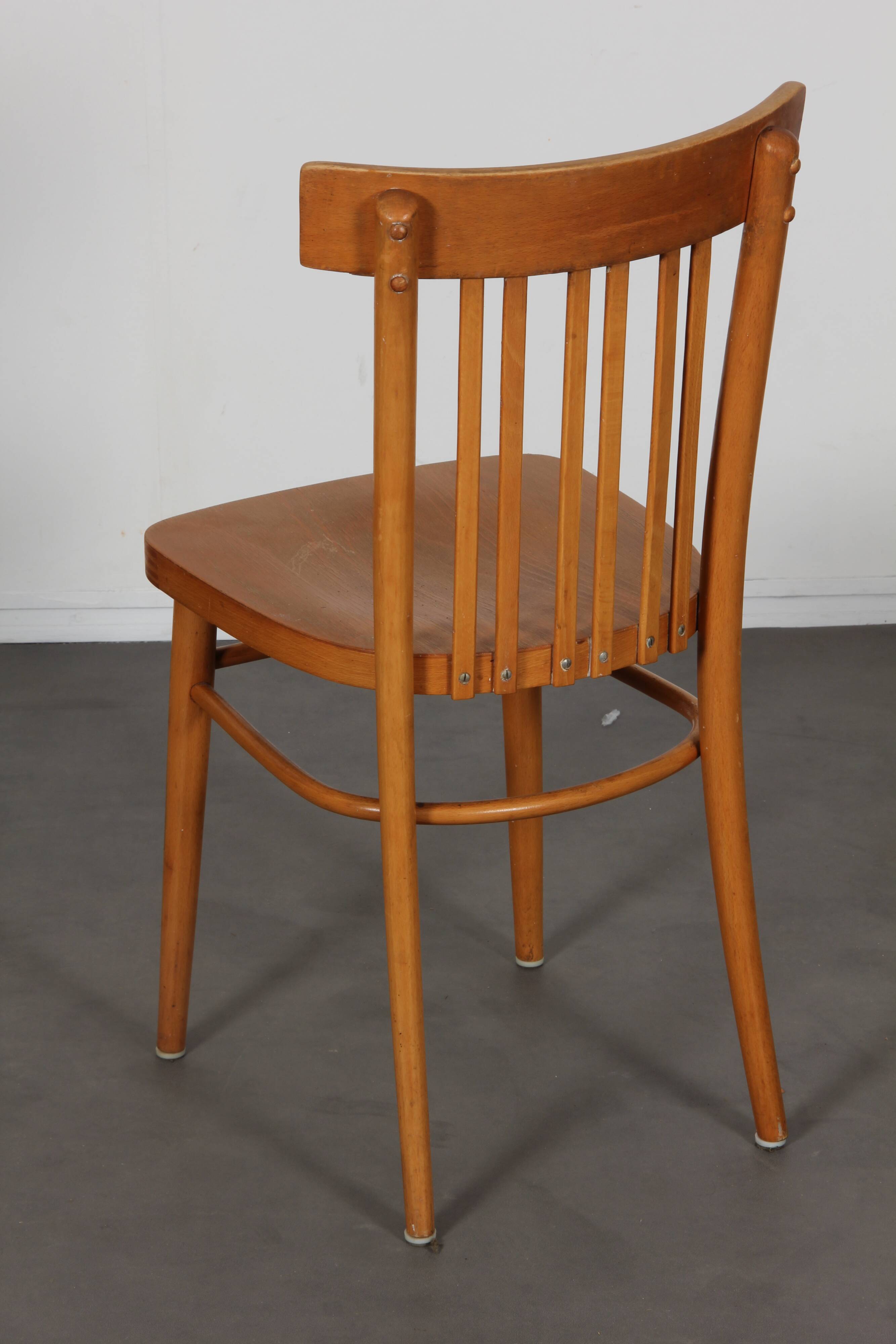 Set of 4 wooden chairs, 1960.