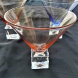 DESIGN GLASSES handcrafted in color :1 set of 2 glasses PINK AND 2 glasses BLUE
