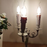 Taupe grey patinated brass candlestick