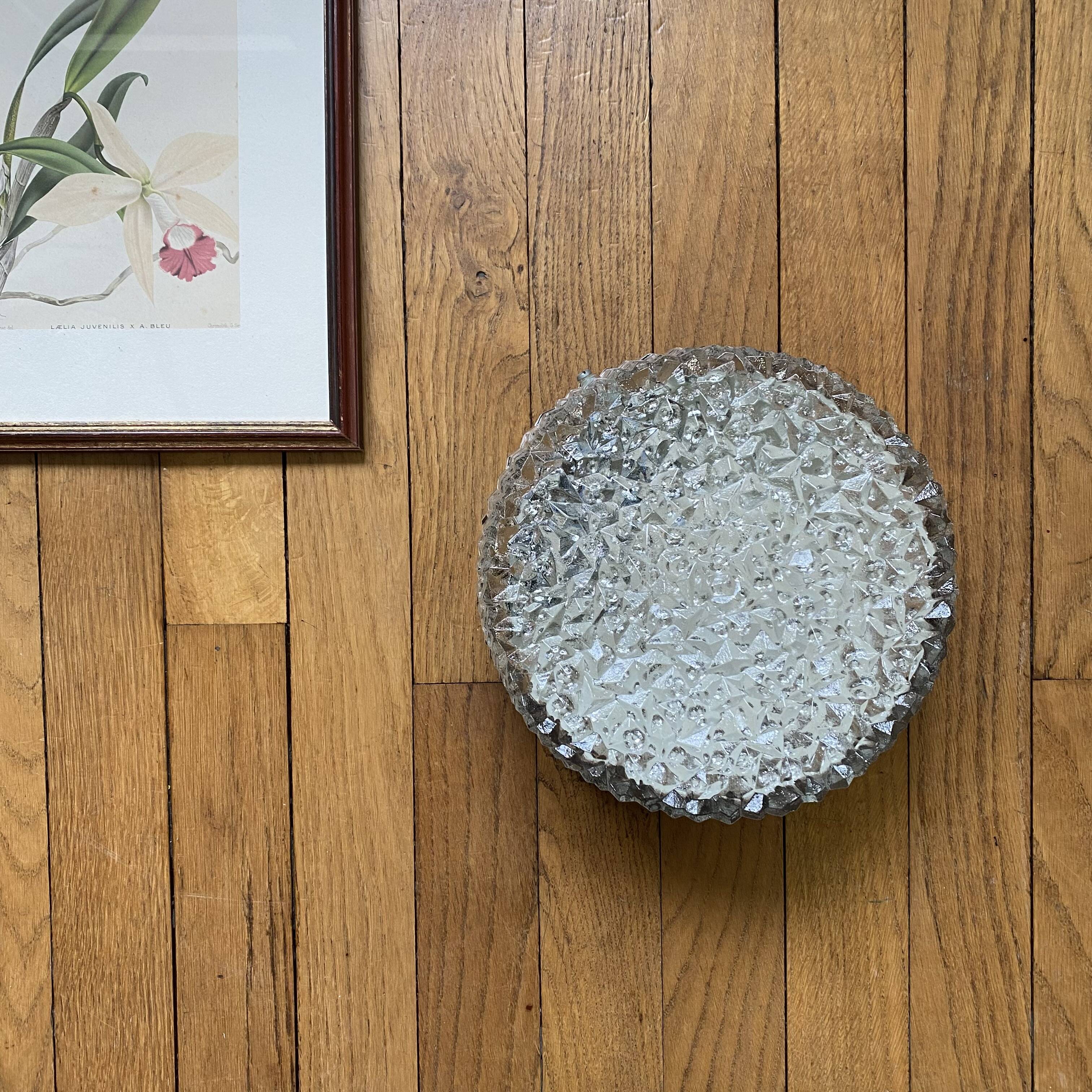 Holophane porthole glass wall or ceiling light, 1970s-1980s