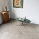 Table basse en marbre vert et laiton par Michel Kin pour Arflex