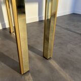 Pair of coffee tables, side table, glass and brass 60x60cm Italy 1960