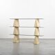 Travertine and smoked glass bookcase, Italy, circa 1970