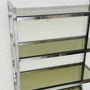 Vintage Italian design shelf in chrome and smoked glass from the 1970s.