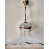 Brass hot air balloon pendant light with crystal drops