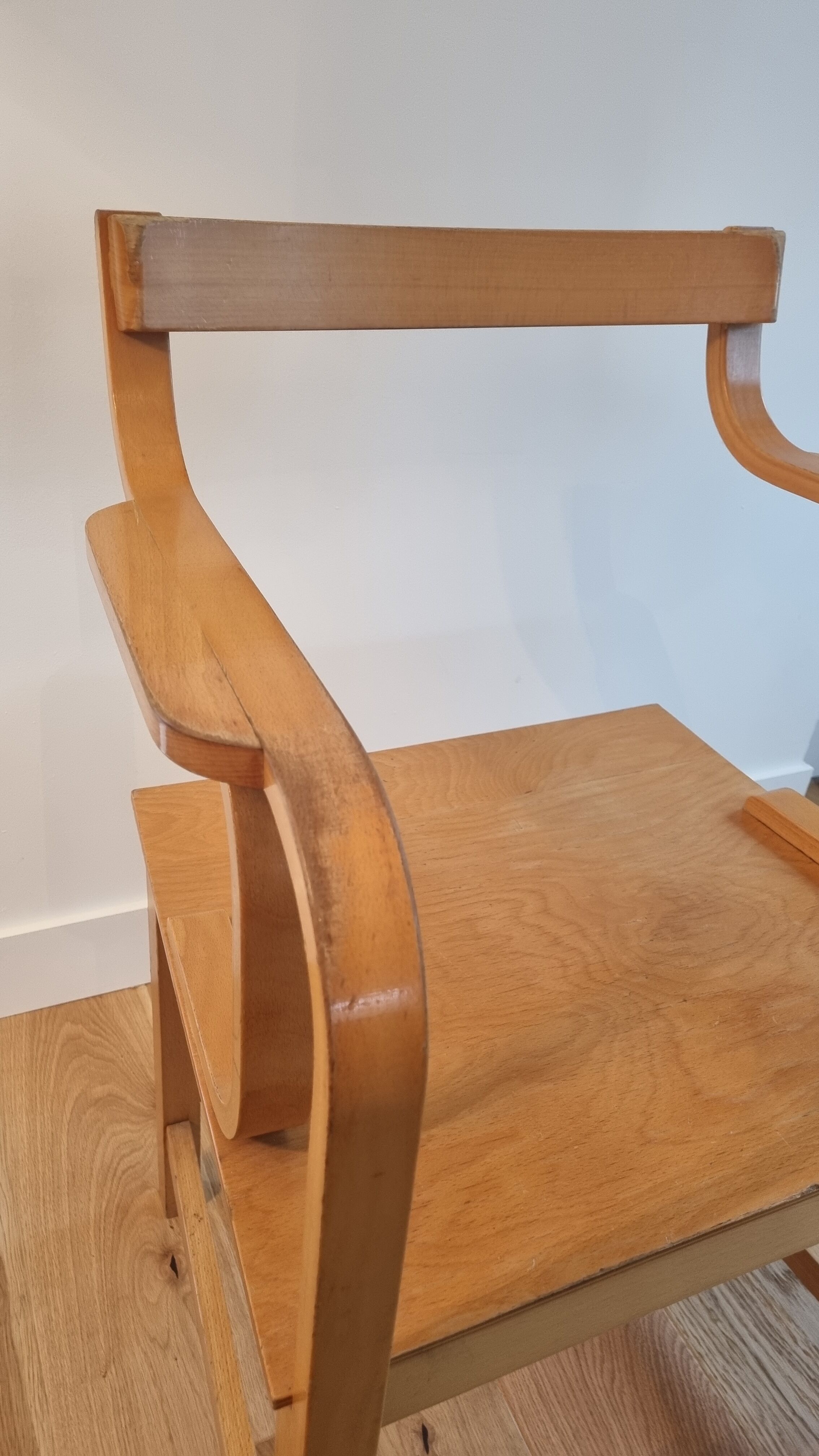 Vintage curved wood armchair