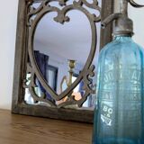 Wooden mirror with heart motif – natural patina