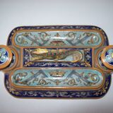 Old 18th-19th century inkwell with polychrome and salamander decoration