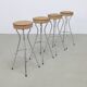 Lot de 4 tabourets de bar vintage en chrome, années 1960, rembourrage NEUF