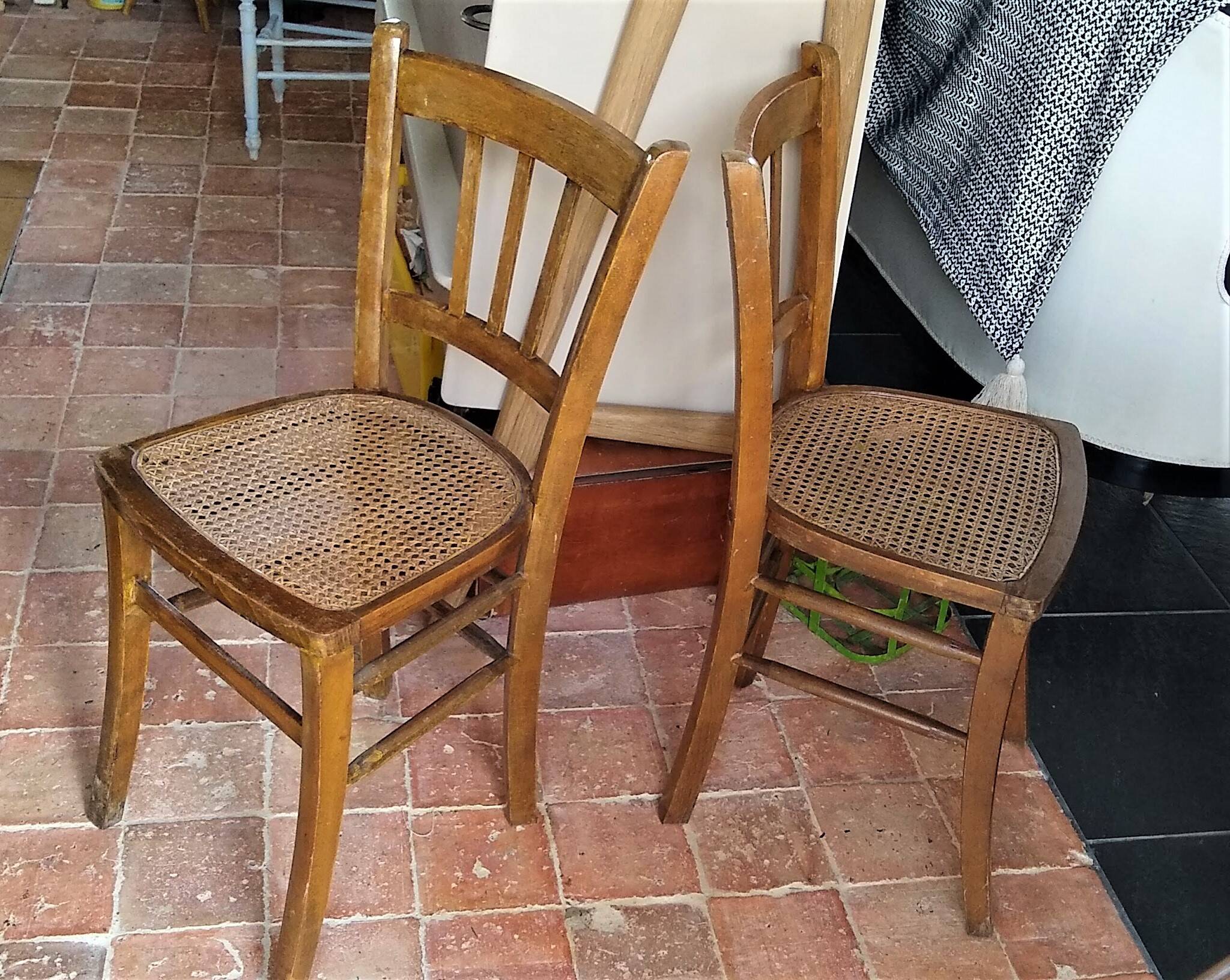 Pair of Luterma bistro chairs with caned seat