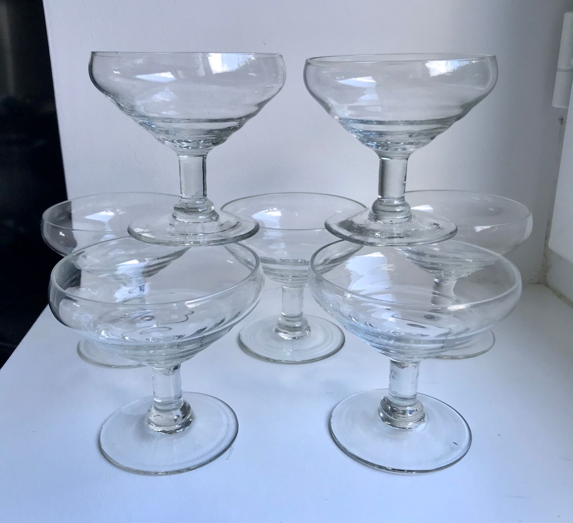Set of 7 crystal champagne glasses 50s-60s