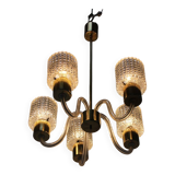Art Deco All Glass Chandelier by Kamenicky Senov, 1960's, Czechoslovakia