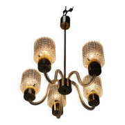 Art Deco All Glass Chandelier by Kamenicky Senov, 1960's, Czechoslovakia
