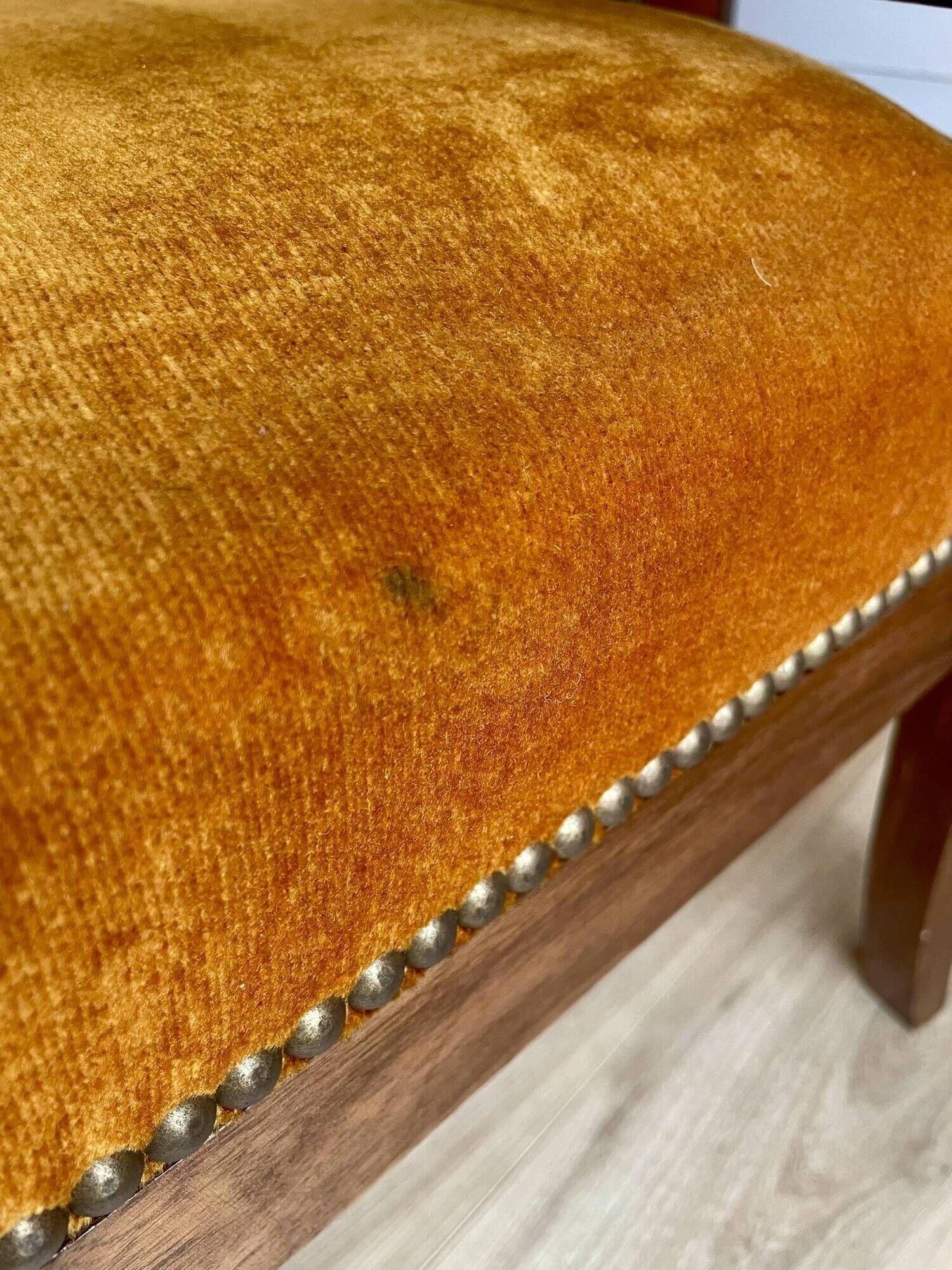 2 vintage style Directoire or Empire armchairs / cabriolets – orange velvet