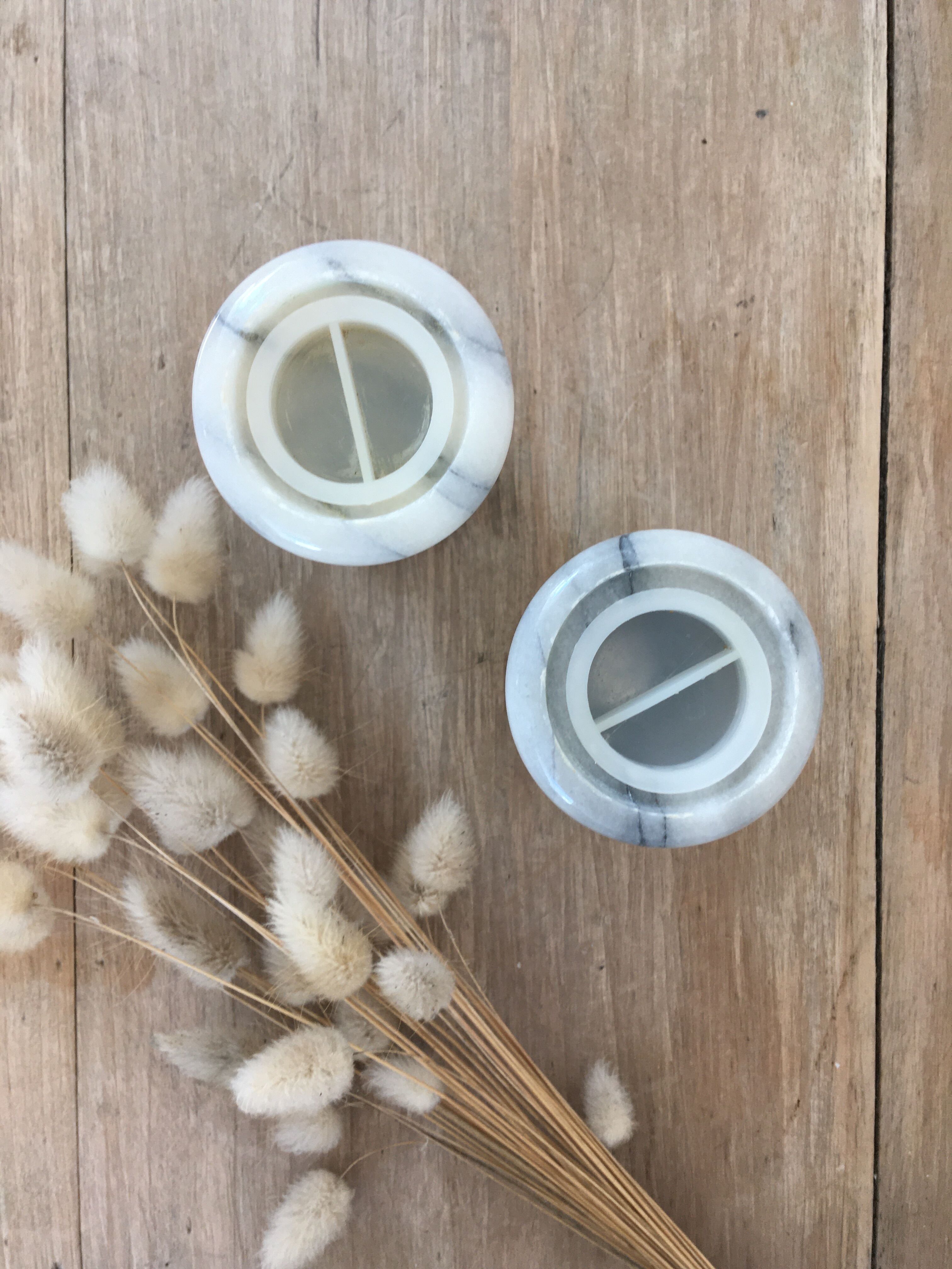 Marble pepper salt shaker duo