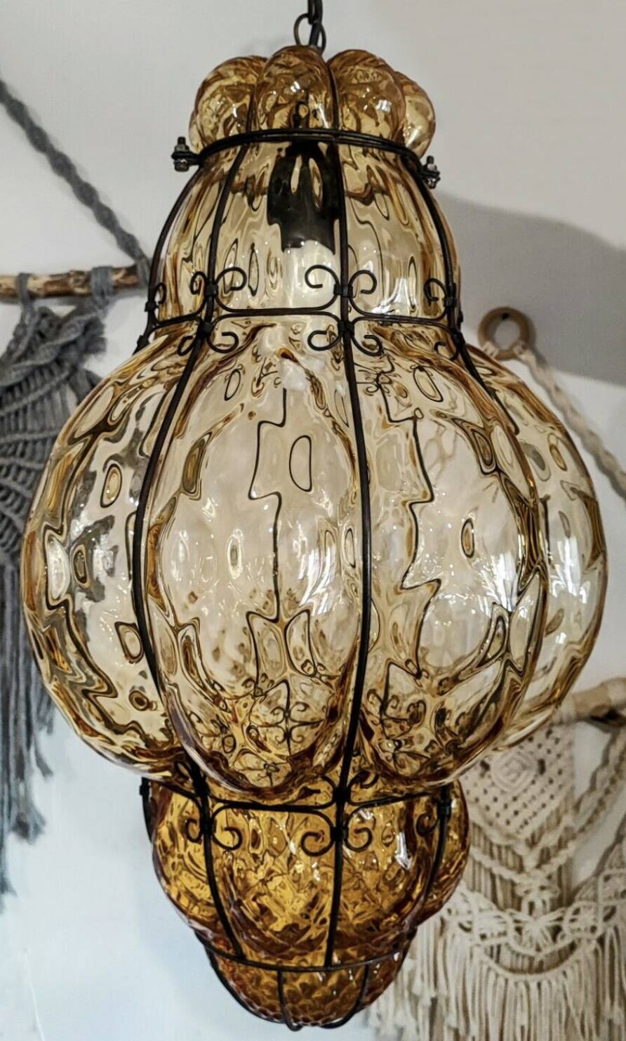 Hallway cage lantern, Murano blown glass, Venice, vintage, 1960s