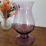 Tall purple glass candle holder / tealight holder