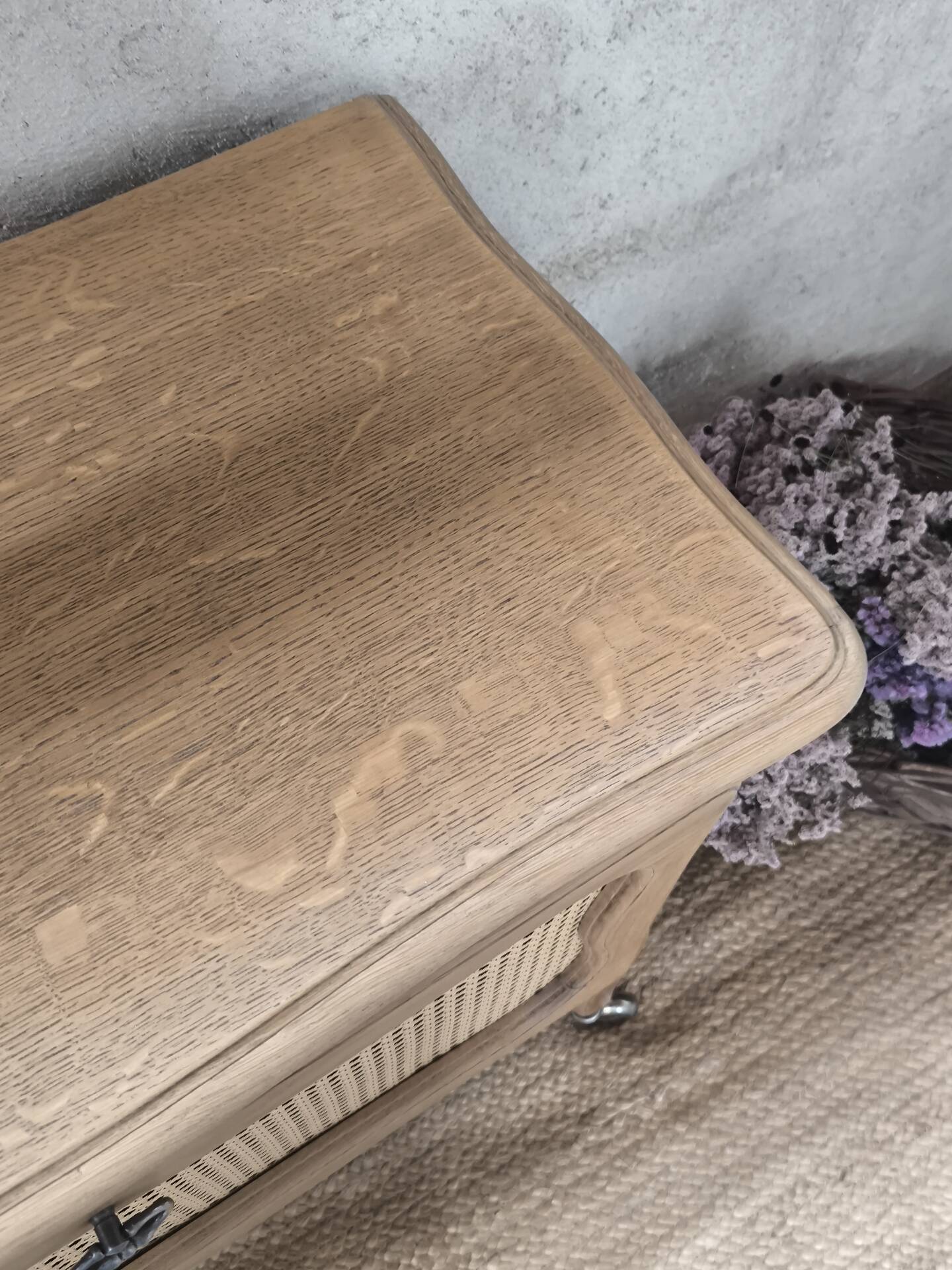 Bar cabinet / Sideboard in oak & natural caning – 1950s
