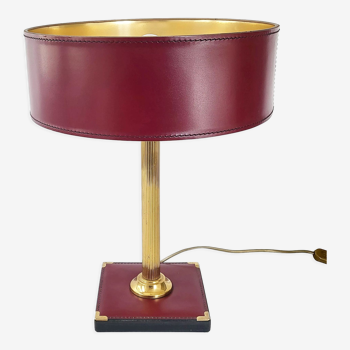 Vintage leather & brass lamp 1970