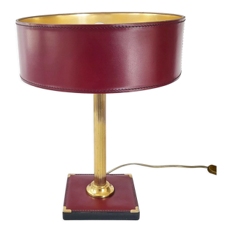 Vintage leather & brass lamp 1970