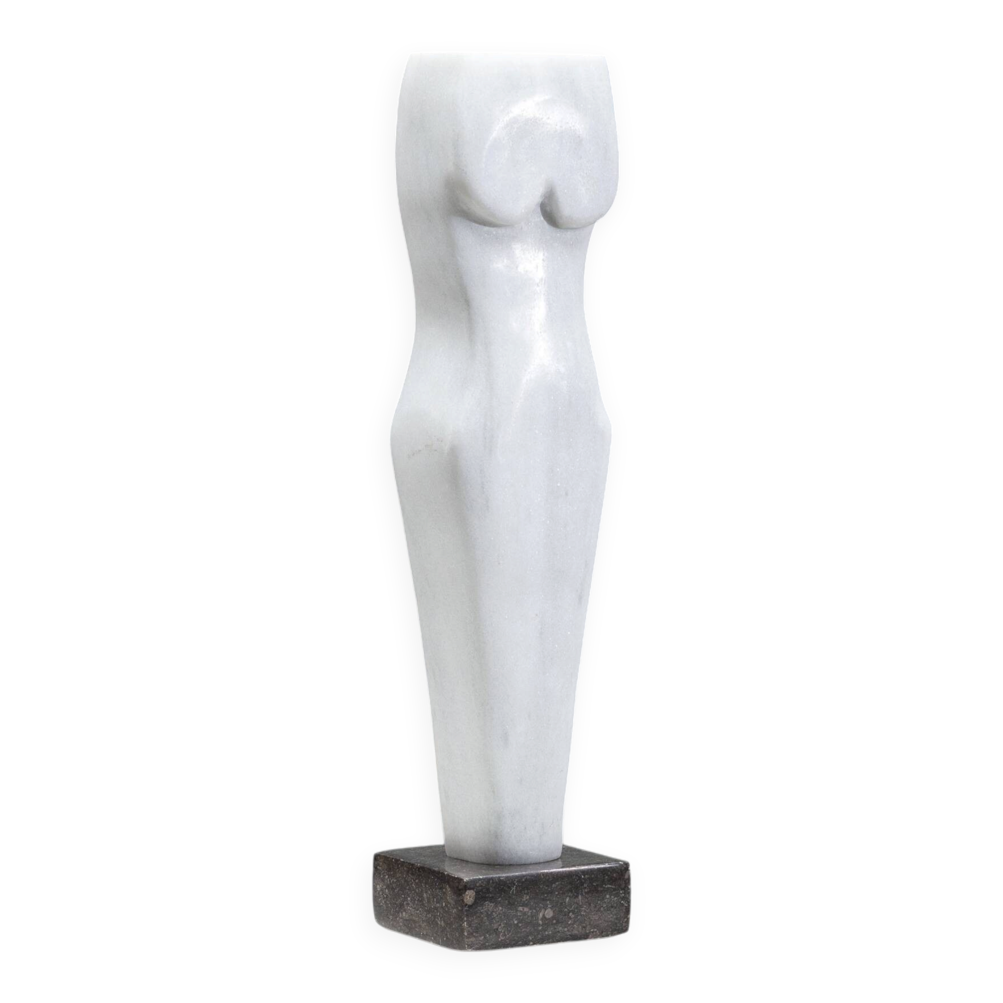 Abstract solid white marble torso