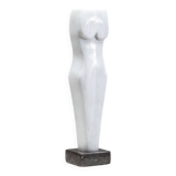 Abstract solid white marble torso