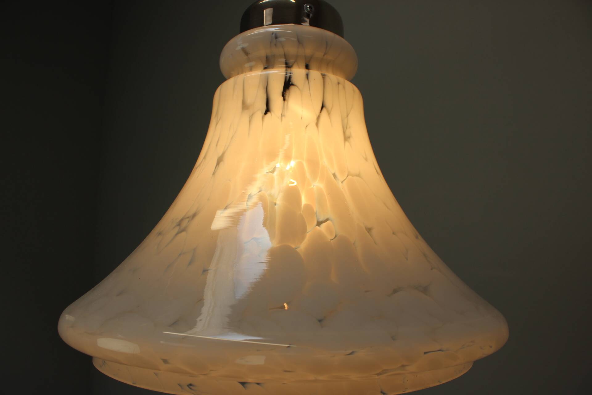 1970s Czechoslovak Mid-Century Glass Pendant Lamp with Marbled Shade