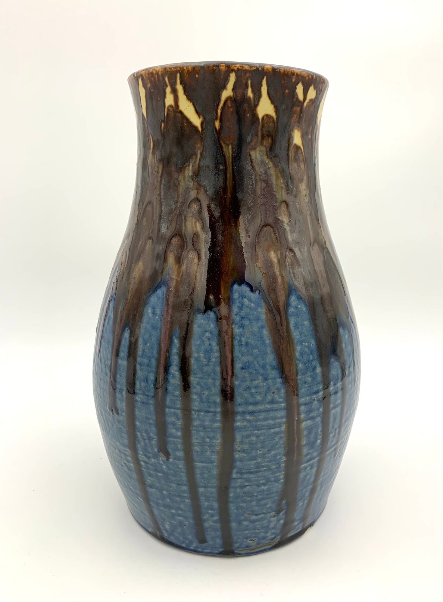 Old enamelled sandstone vase, by Joseph Talbot, Sandstone of La Borneé - 1930s