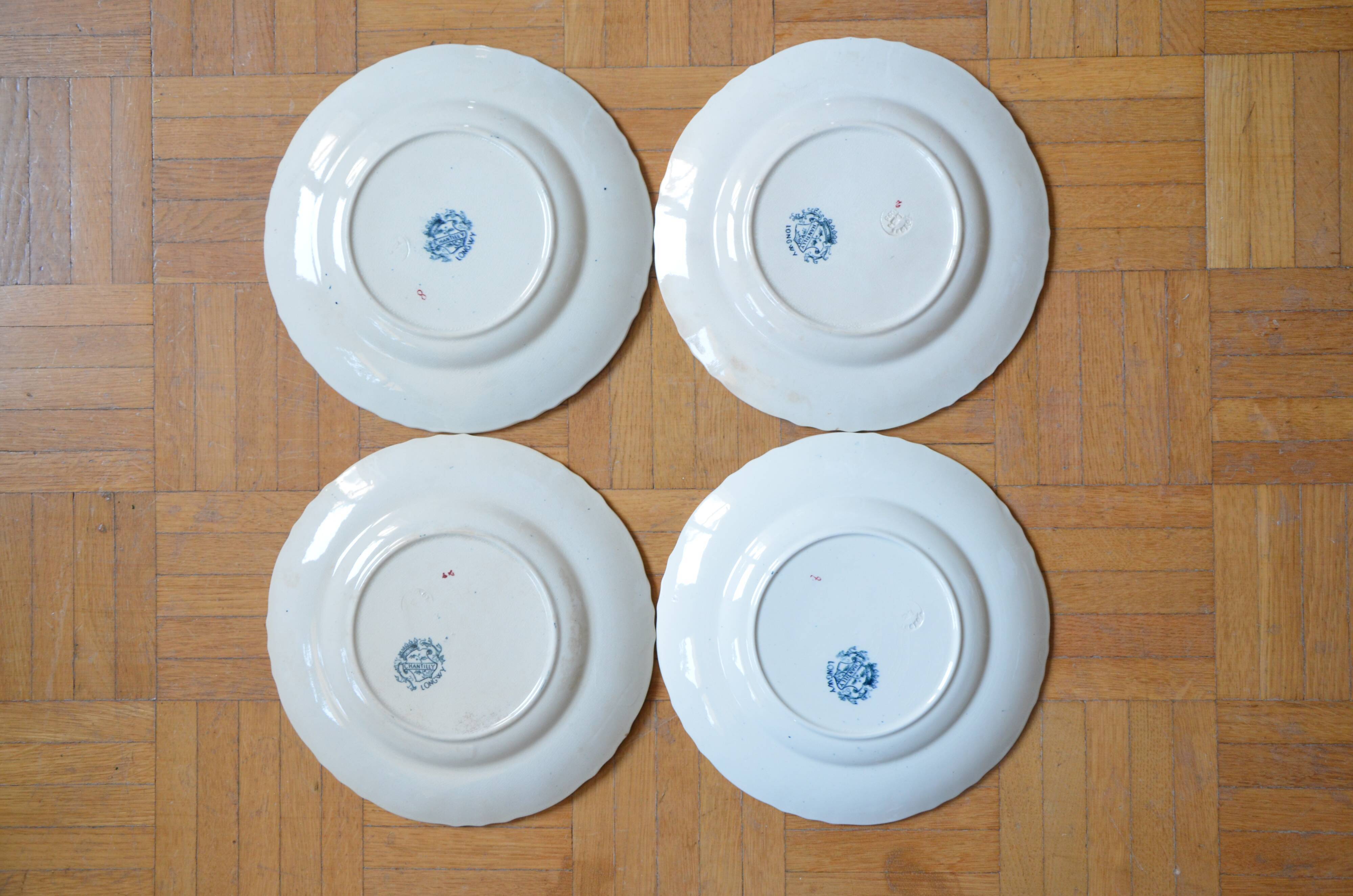 Lot de 4 assiettes Chantilly de la manufacture Longwy
