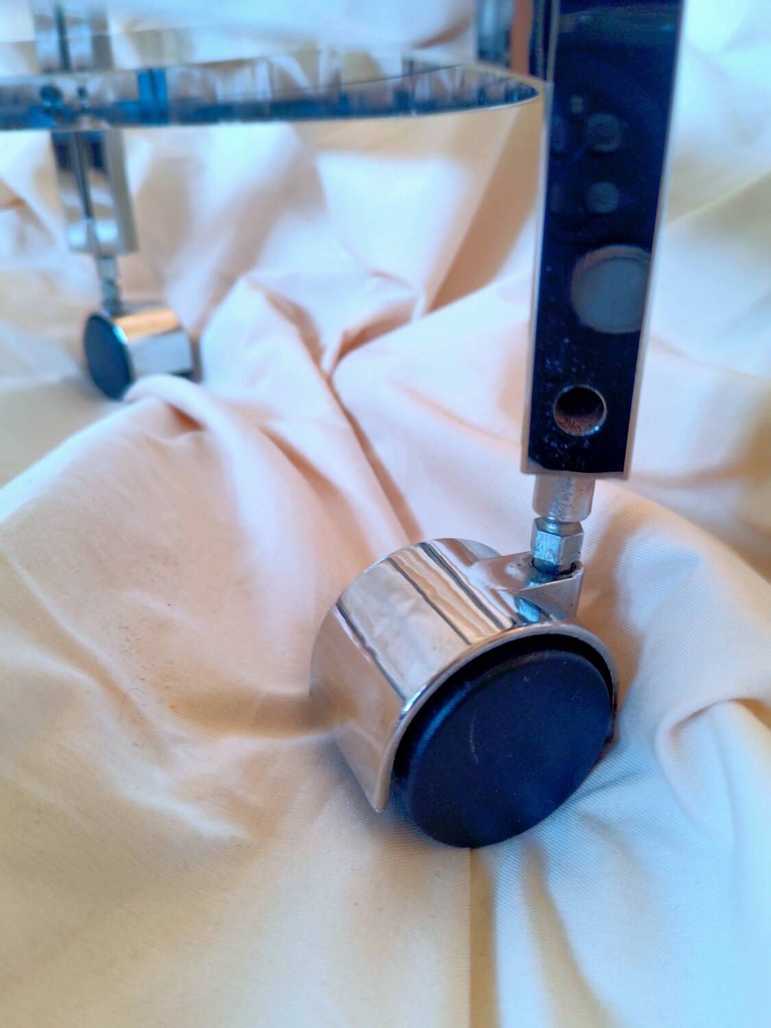 Vintage chrome and glass serving trolley from the 1970s