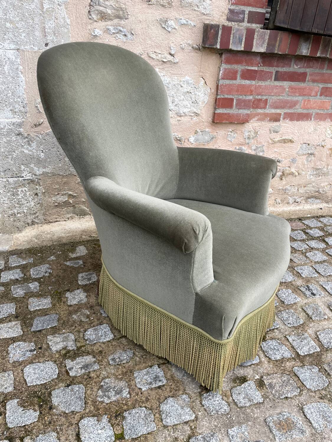 Fauteuil crapaud velours vert