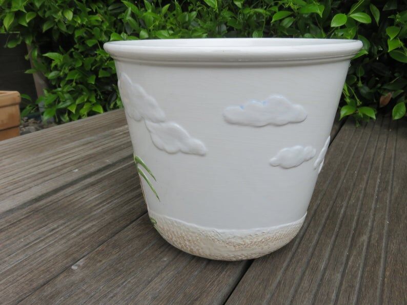 Flower pot "palm" ceramic Bassano Italy 60 70 years