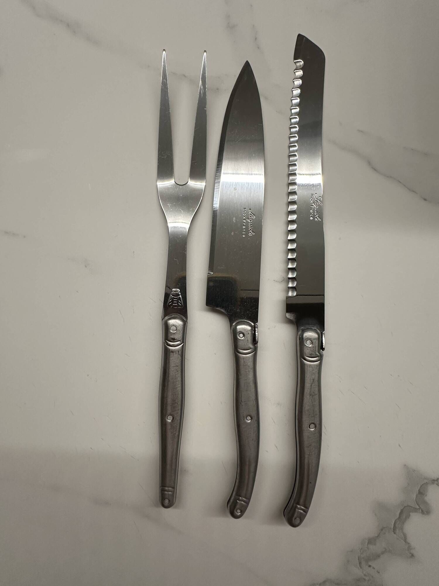 Service à découper 3 pièces Laguiole en inox, France