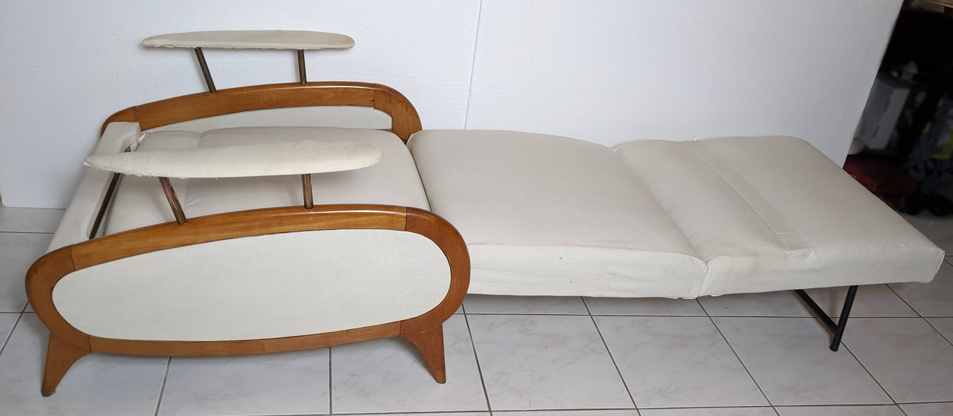 Transatlantic racing armchair, Art Deco period, modular and convertible into a daybed, 1930s