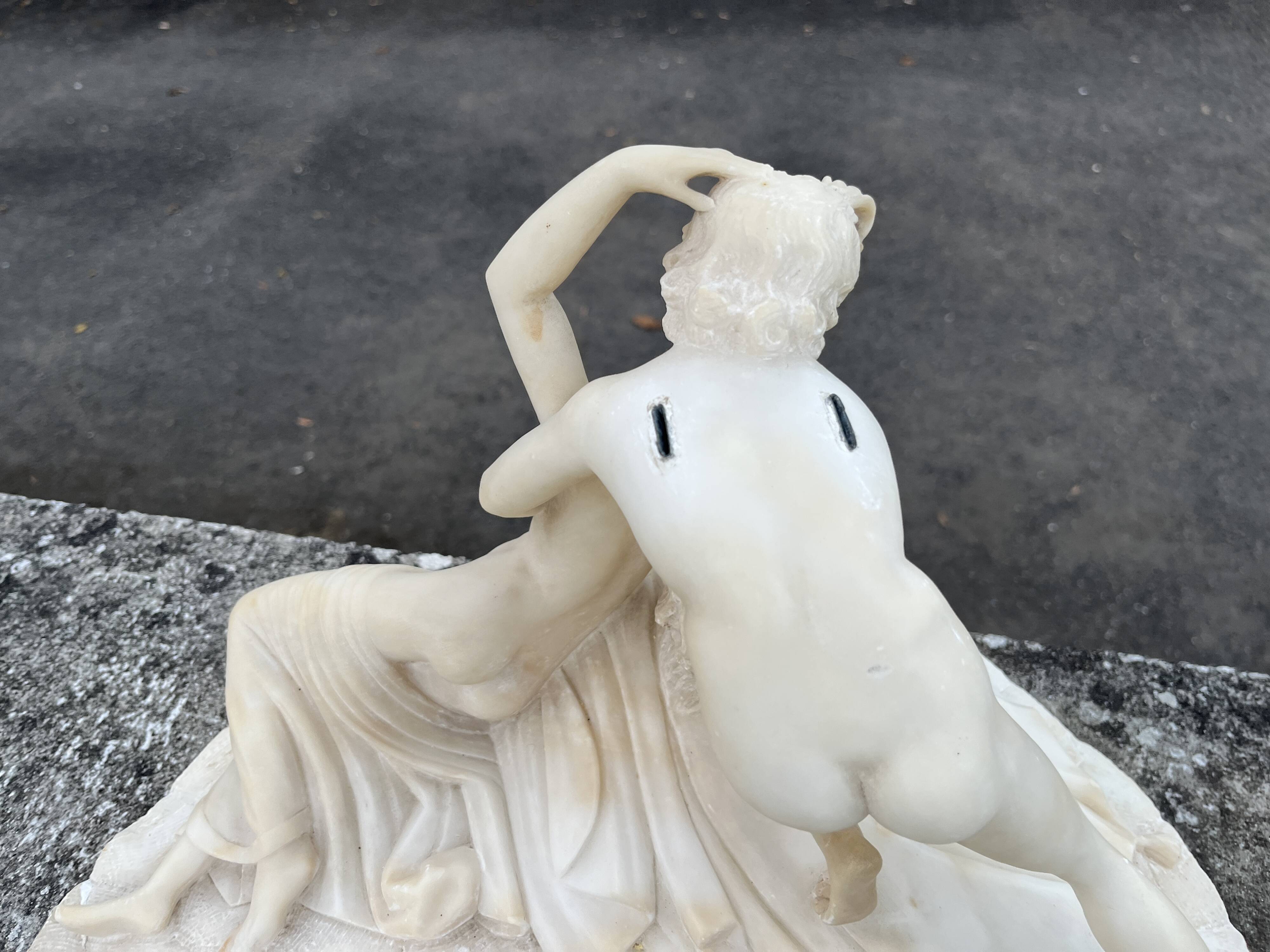 Alabaster sculpture – Psyche revived by Cupid’s kiss – after An