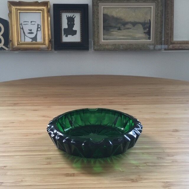 Cypress green glass ashtray