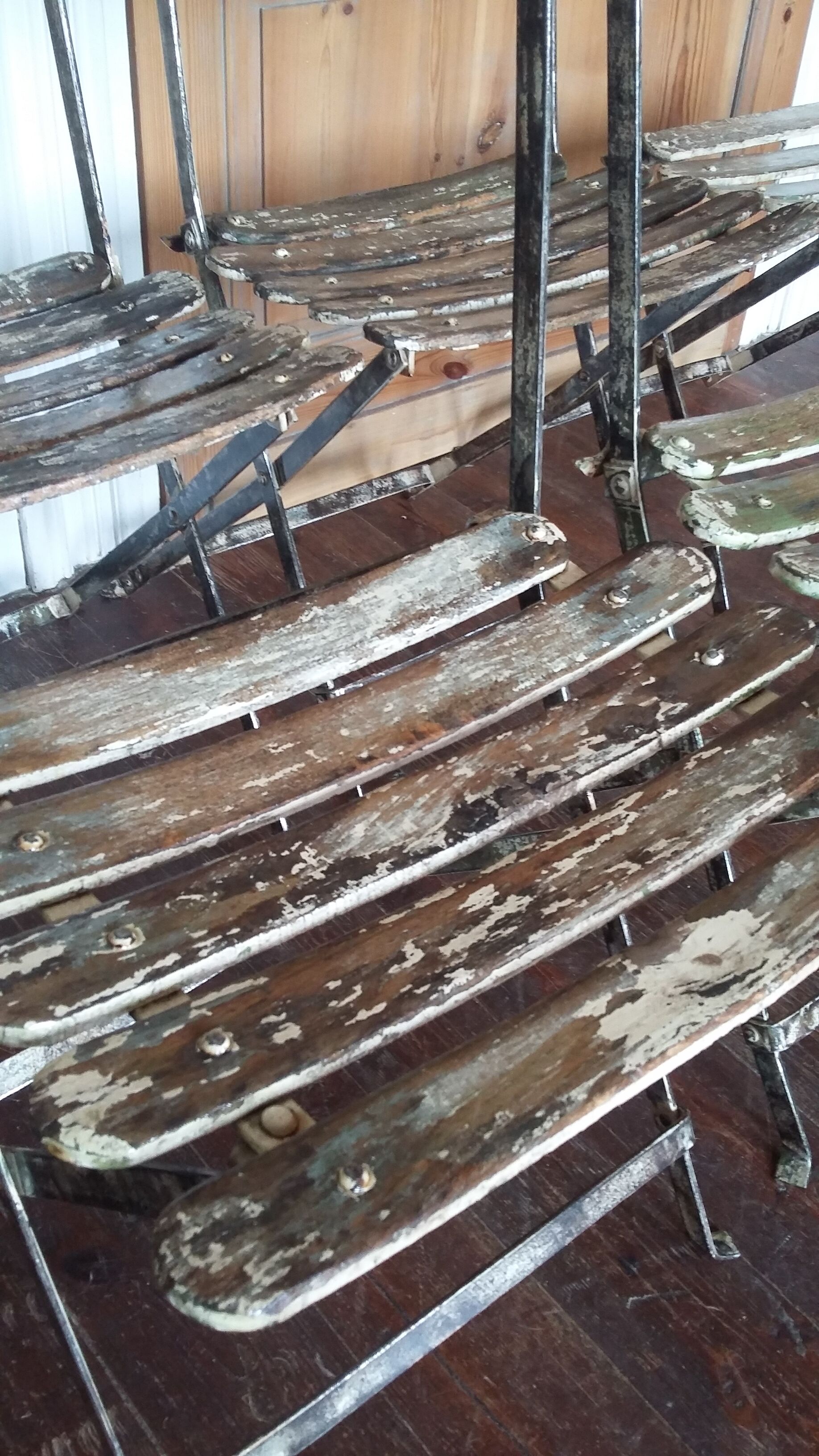 Set of 8 folding bistro / garden chairs fermob 1950