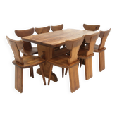 Dining table and 8 chairs "Ängåsen", Sportstugemöbel, Sweden, 1940