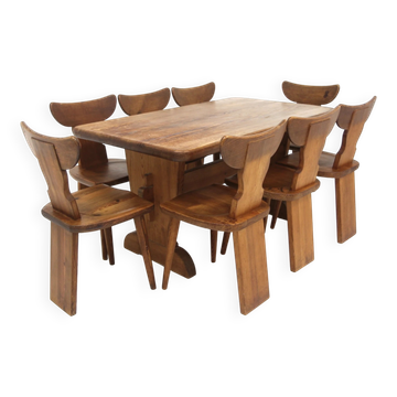 Dining table and 8 chairs "Ängåsen", Sportstugemöbel, Sweden, 1940