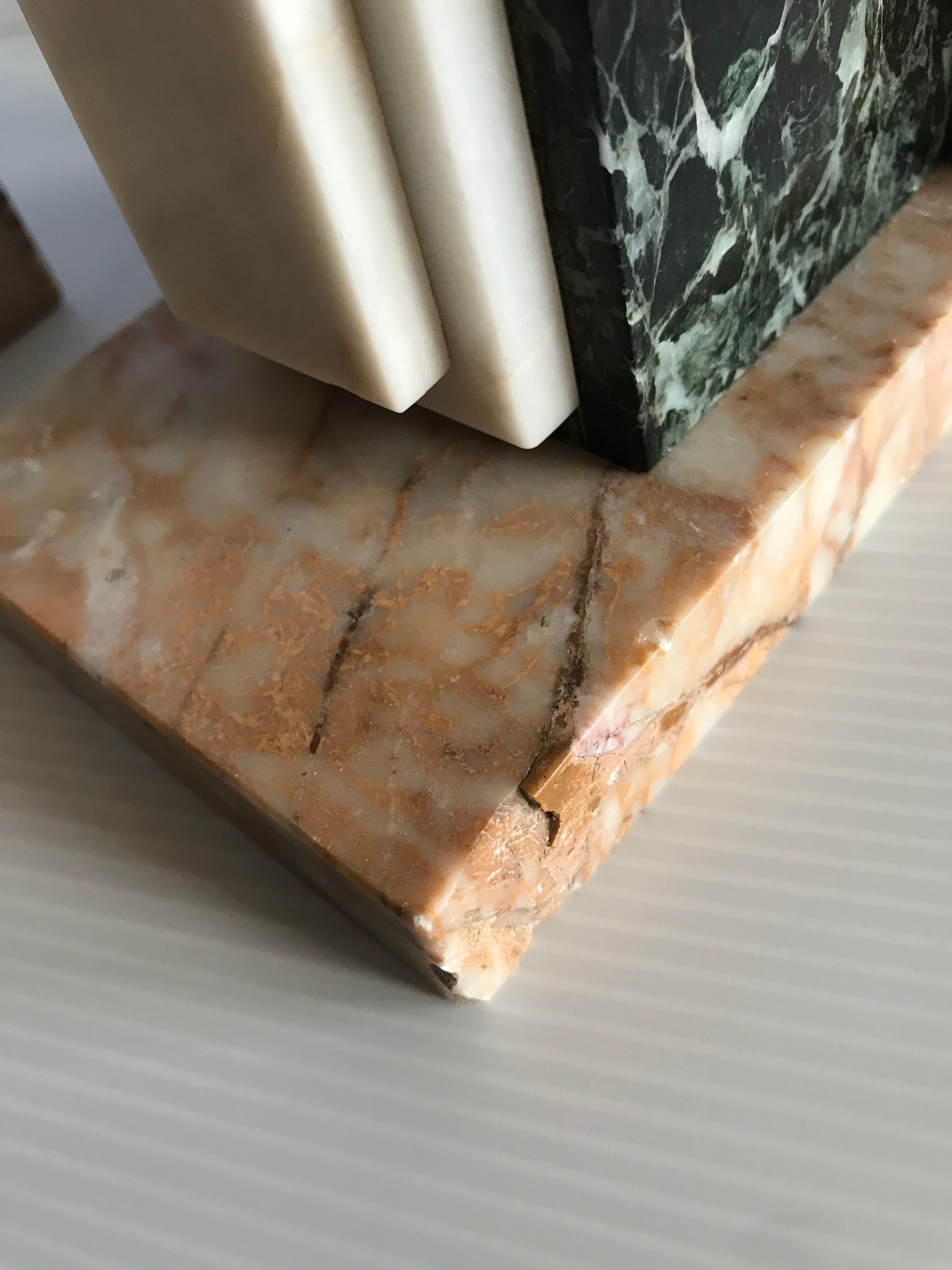 Pair of Art Deco marble book clamts