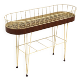 Scandinavian metal and mahogany planter, Sweden, 1950