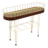 Scandinavian metal and mahogany planter, Sweden, 1950