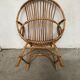 Vintage 70s rattan bamboo wicker shell armchair