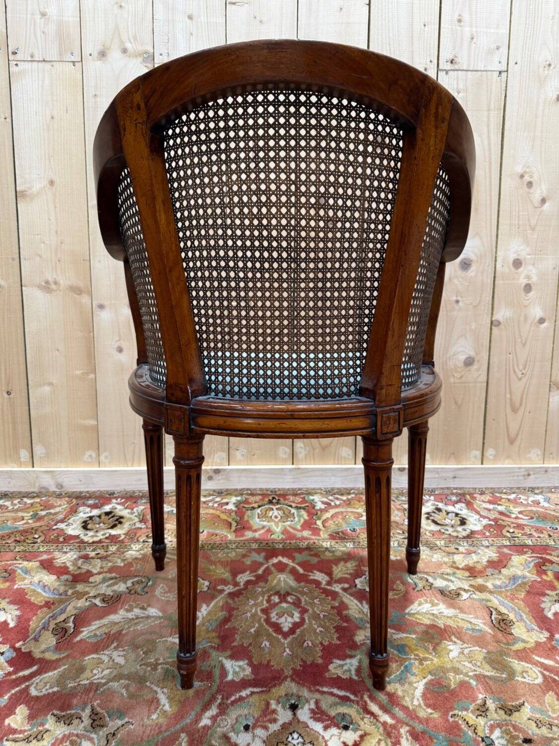 Caned office chair – Louis XVI style – Stained wood – 19th century