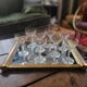 8 vintage stemmed glasses, French glassware, 1950s.