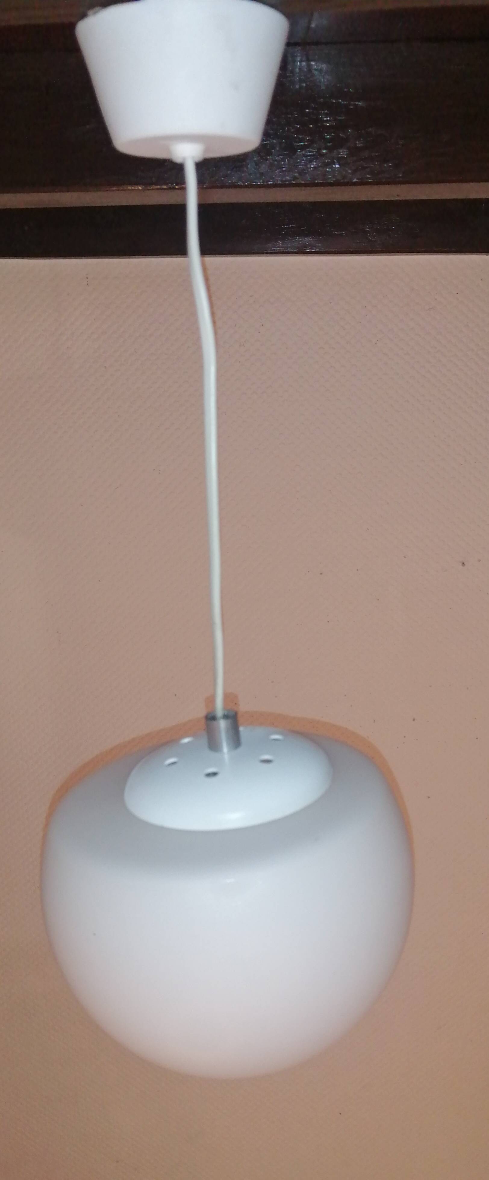 Set of 2 space age ''half sphere'' pendant lights in opaline vintage 1960